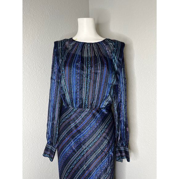 VERONICA BEARD Dita Printed Devore-satin Midi Dress 2 - Picture 3 of 12